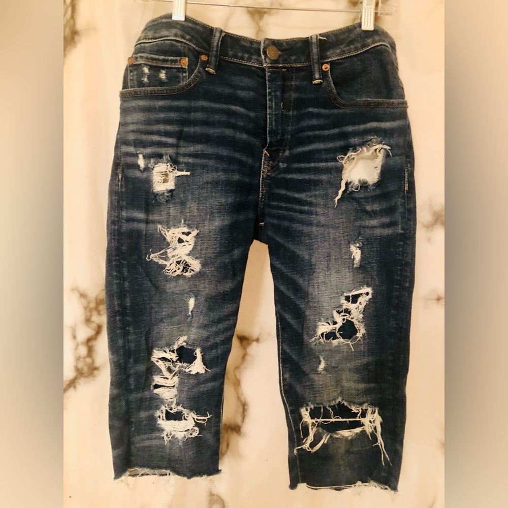 AMERICAN EAGLE Dark Blue Ripped Denim